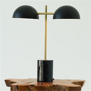 ledin black and gold double light table lamp with marble base