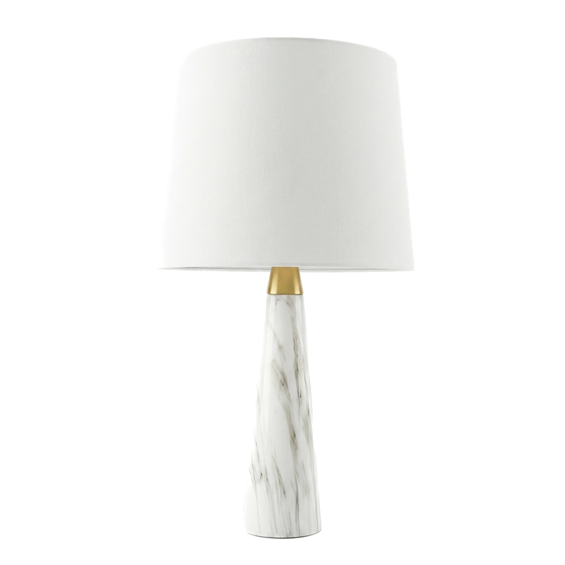 Apte Modern Black Contemporary Table Lamp with Faux Marble Base