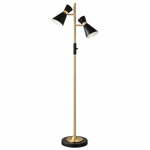 Juno Modern Adjustable Gold Metal Floor Lamp with Dual Lights