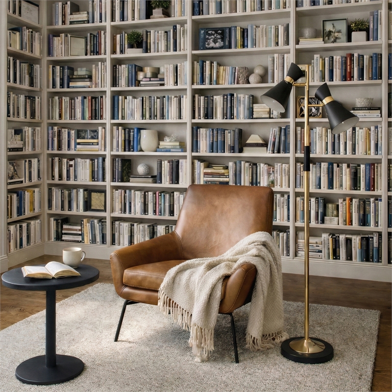 Juno Modern Adjustable Gold Metal Floor Lamp with Dual Lights