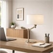 Tomy Modern Brushed Nickel Metal Table Lamp with Fabric Drum Shade