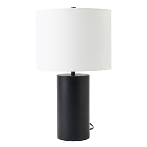 Patika Modern Black Metal Table Lamp with White Shade