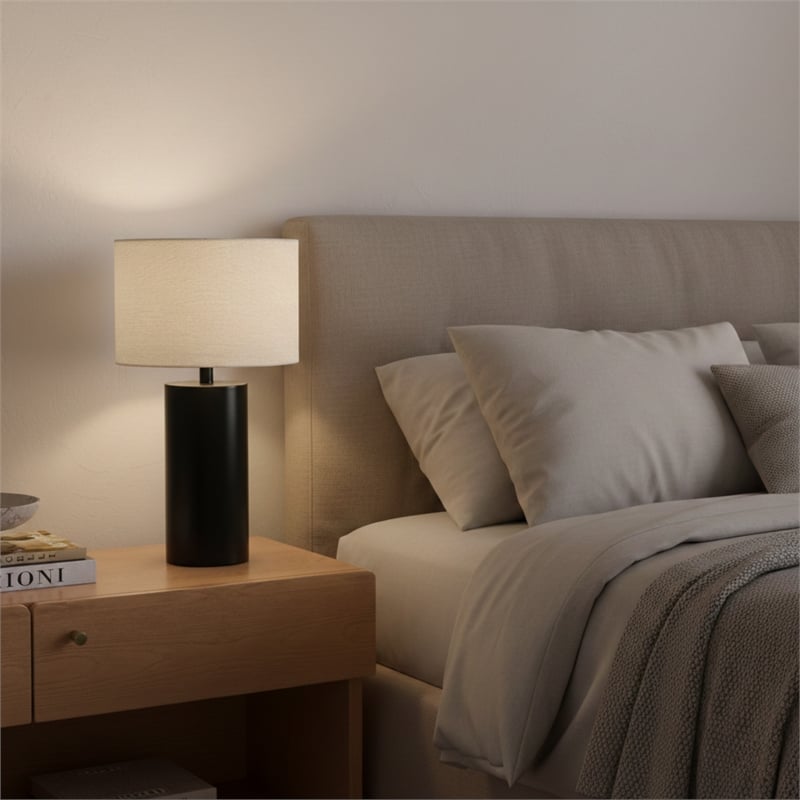 Patika Modern Black Metal Table Lamp with White Shade
