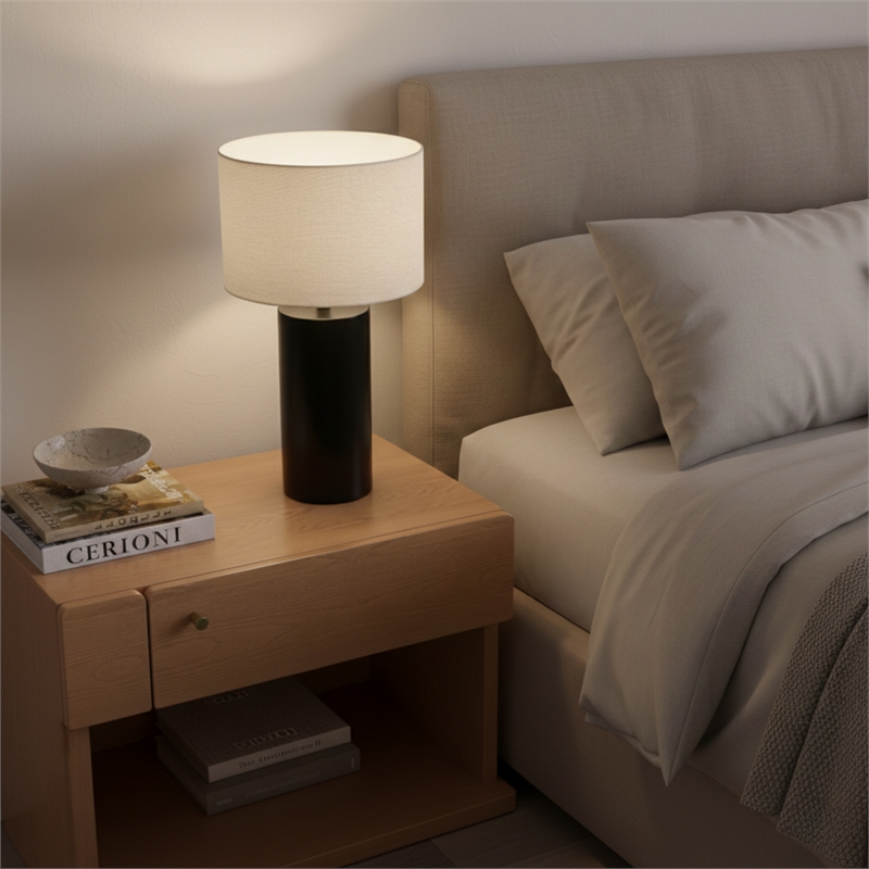 Patika Modern Black Metal Table Lamp with White Shade