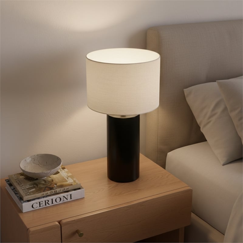 Patika Modern Black Metal Table Lamp with White Shade