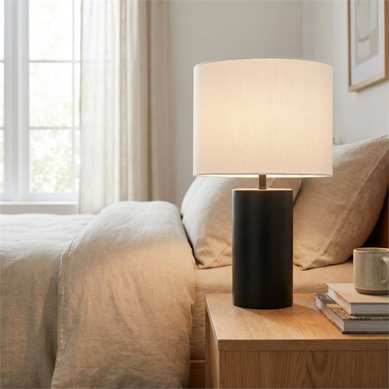 Patika Modern Black Metal Table Lamp with White Shade