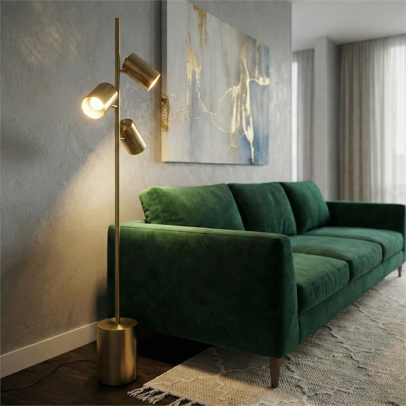 Vonta Modern Triple Spotlight Gold Metal Floor Lamp