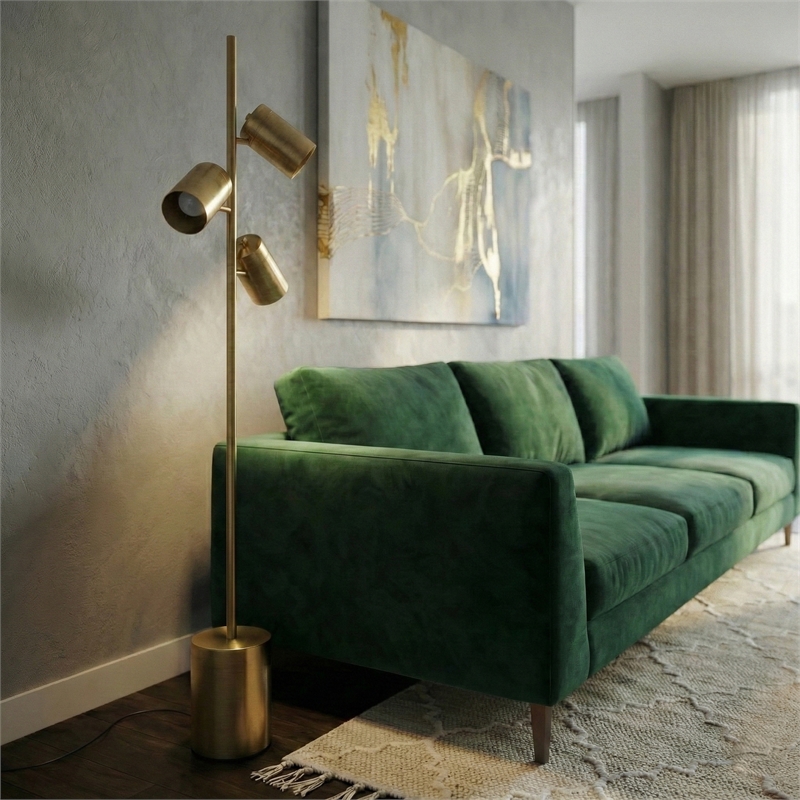 Vonta Modern Triple Spotlight Gold Metal Floor Lamp