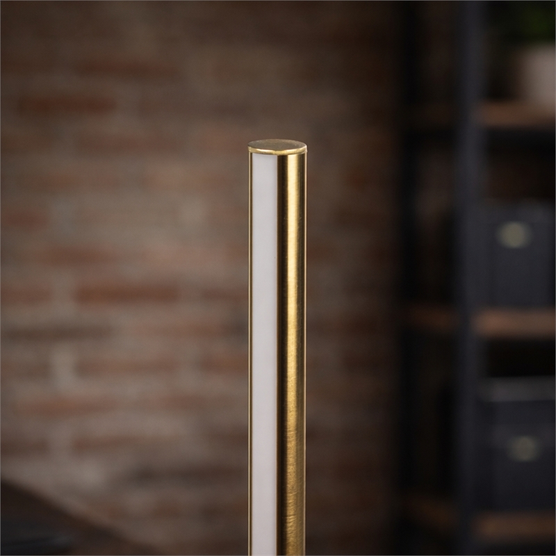 William Contemporary Black LED Table Lamp with Gold Metal Details