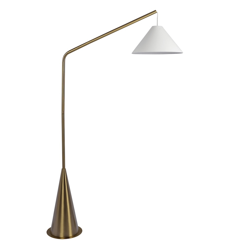 Pleit Modern Brushed Brass Floor Lamp with Hanging Fabric Shade