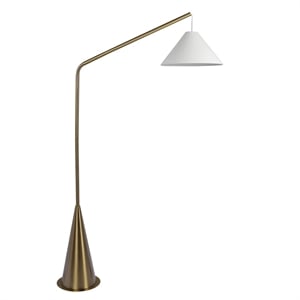 Pleit Modern Brushed Brass Floor Lamp with Hanging Fabric Shade