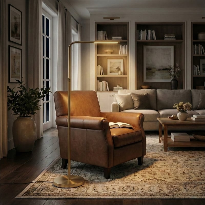 Swena Gold Metal LED Adjustable Floor Lamp