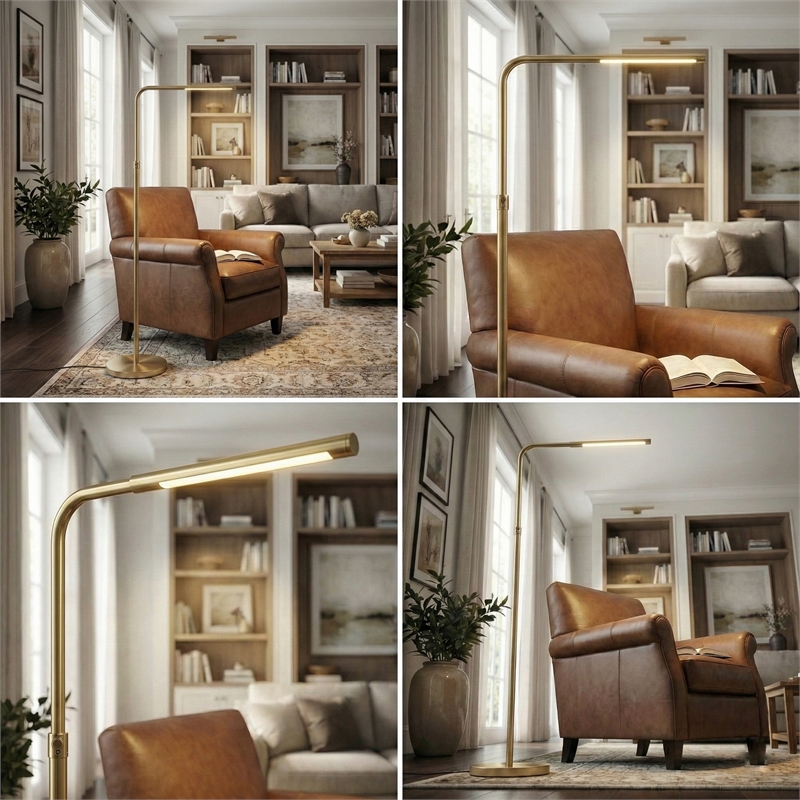 Swena Gold Metal LED Adjustable Floor Lamp