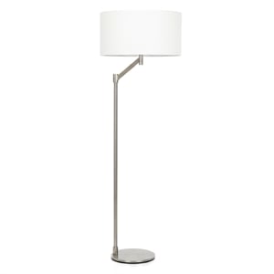 Azur Contemporary Nickel Metal Floor Lamp with White Drum Shade