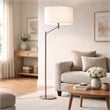 Azur Contemporary Nickel Metal Floor Lamp with White Drum Shade