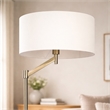 Azur Contemporary Nickel Metal Floor Lamp with White Drum Shade