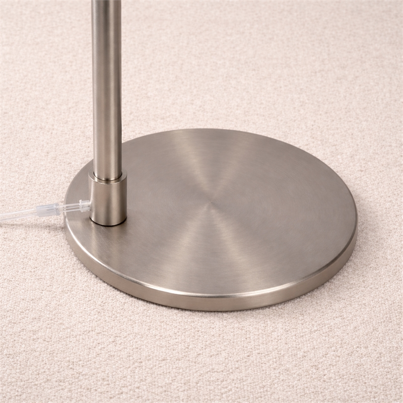 Azur Contemporary Nickel Metal Floor Lamp with White Drum Shade