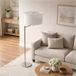 Azur Contemporary Nickel Metal Floor Lamp with White Drum Shade