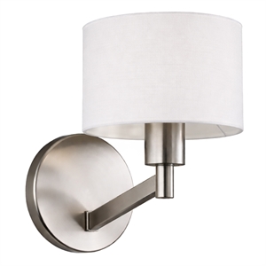 Lepit Contemporary Nickel Metal Finish Wall Lamp with White Drum Shade