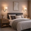 Lepit Contemporary Nickel Metal Finish Wall Lamp with White Drum Shade