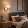 Lepit Contemporary Nickel Metal Finish Wall Lamp with White Drum Shade