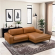 Bartow Mid Century Modern Vegan Leather Wide-Arm Sofa & Chaise in Cognac Tan