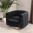 Chaldon Modern Living Room Round Back Velvet Swivel Chair in Black