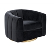 Chaldon Modern Living Room Round Back Velvet Swivel Chair in Black