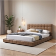 Claire Vegan Leather Upholstered Platform Queen Bed in Tan