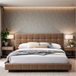 Claire Vegan Leather Upholstered Platform King Bed in Tan