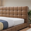 Claire Vegan Leather Upholstered Platform King Bed in Tan