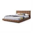 Claire Vegan Leather Upholstered Platform King Bed in Tan