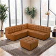 Orchard Modern Living Room Vegan Leather Corner Sofa & Ottoman in Tan