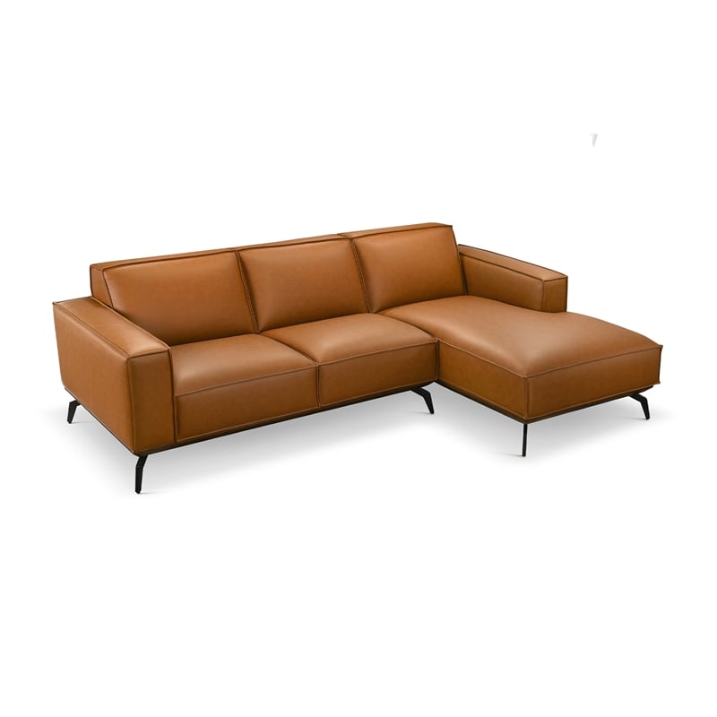 Benton Living Room Durable Vegan Leather L-Shape Sofa & Chaise in Tan