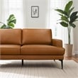 Alamo Mid-Century Modern L-Shape Leather Sectional Sofa in Tan