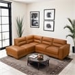 Laramie Stylish L-Shaped Vegan Leather Sectional Sofa in Tan