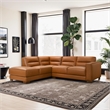 Laramie Stylish L-Shaped Vegan Leather Sectional Sofa in Tan