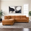 Laramie Stylish L-Shaped Vegan Leather Sectional Sofa in Tan