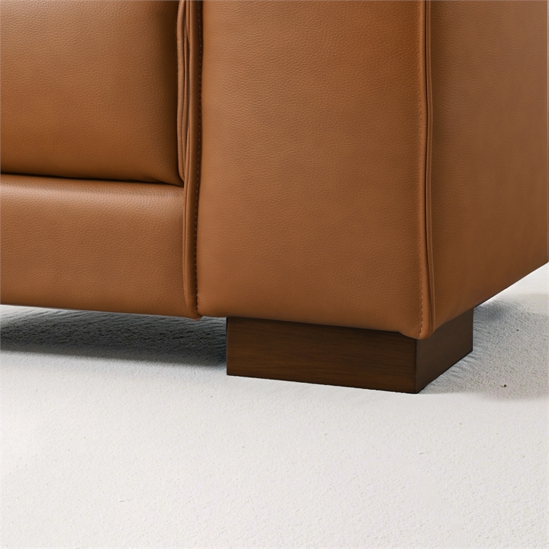 Laramie Stylish L-Shaped Vegan Leather Sectional Sofa in Tan