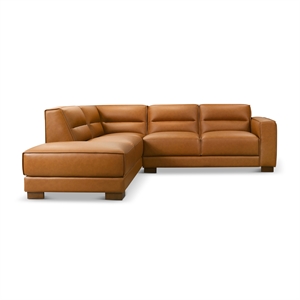 Laramie Stylish L-Shaped Vegan Leather Sectional Sofa in Tan
