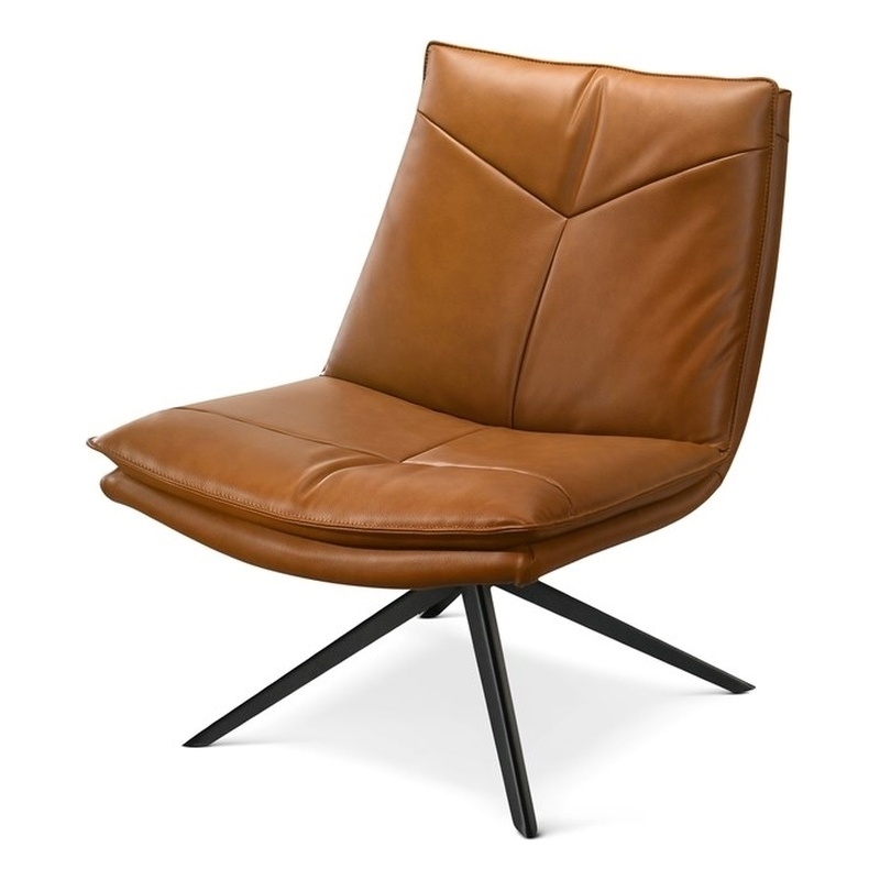 Medford Modern Living Room Vegan Leather Swivel Accent Chair in Tan