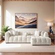 Phoenix Mid Century Modern Living Room Modular Sofa in Ivory Chenille