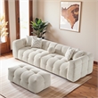Phoenix Mid Century Modern Living Room Modular Sofa in Ivory Chenille