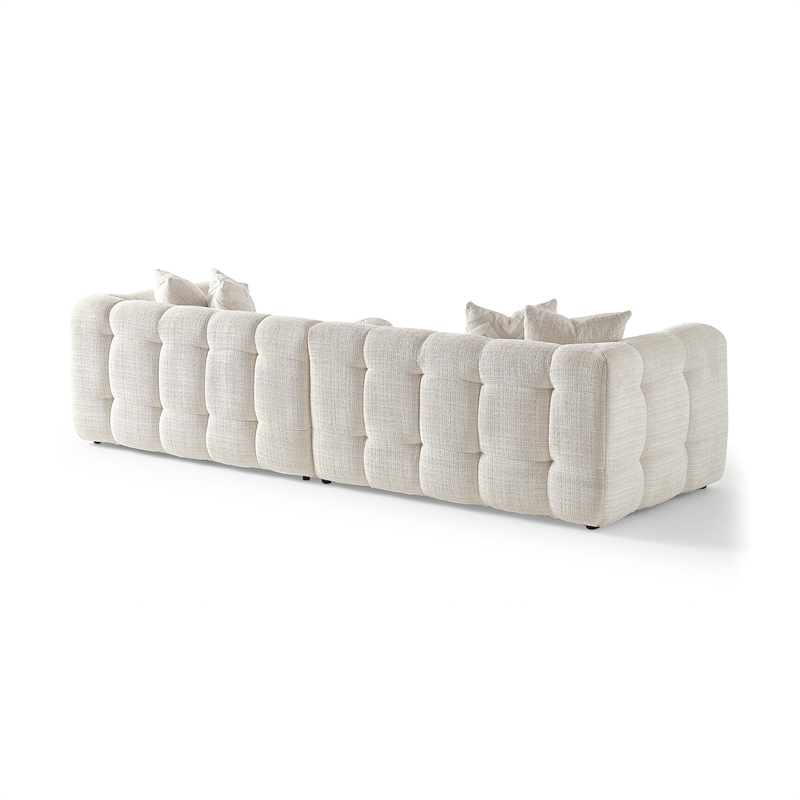 Phoenix Mid Century Modern Living Room Modular Sofa in Ivory Chenille