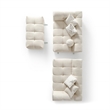Phoenix Mid Century Modern Living Room Modular Sofa in Ivory Chenille