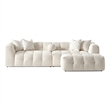 Phoenix Mid Century Modern Living Room Modular Sofa in Ivory Chenille