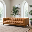 James Mid Century Modern Luxury Living Room Leather Couch in Tan