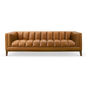 James Mid Century Modern Luxury Living Room Leather Couch in Tan