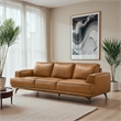 Acton Mid Century Modern Living Room Genuine Leather Comfy Sofa in Tan