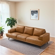 Acton Mid Century Modern Living Room Genuine Leather Comfy Sofa in Tan